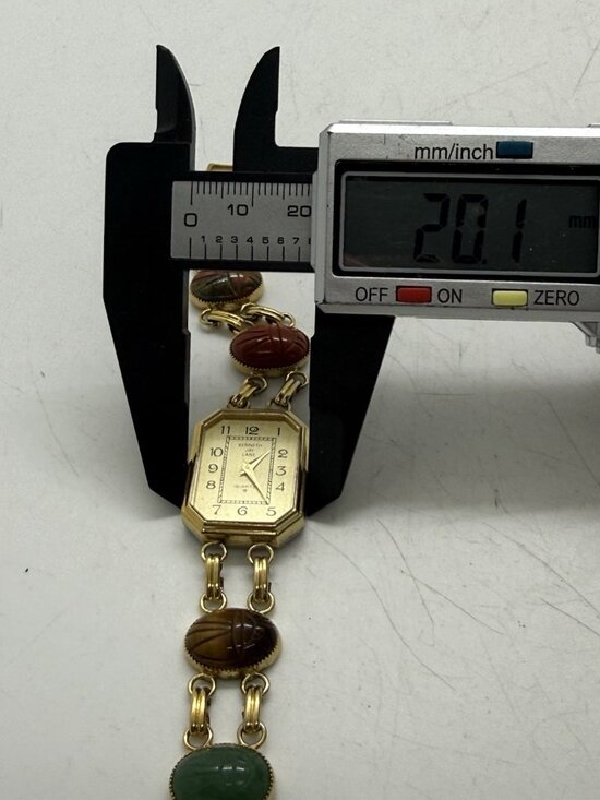 Kenneth Jay Lane Gold Tone Egyptian Scarab Gemstone Link Bracelet Quartz Watch main image 4